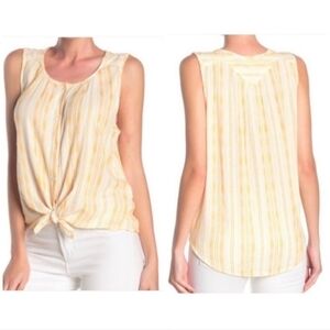 Lucky Brand Yellow & White Striped Tie Front Tank size small